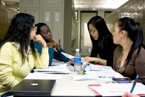 Students around a table
